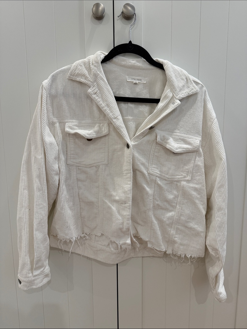 12th Tribe White Corduroy Cropped Jacket